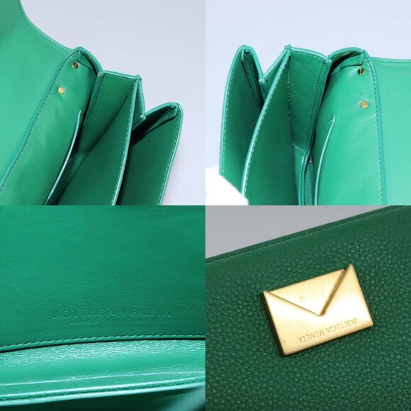 BOTTEGA VENETA Chain Hand Bag Leather 2way Gold Green Auth PP350AV - Picture 16 of 16